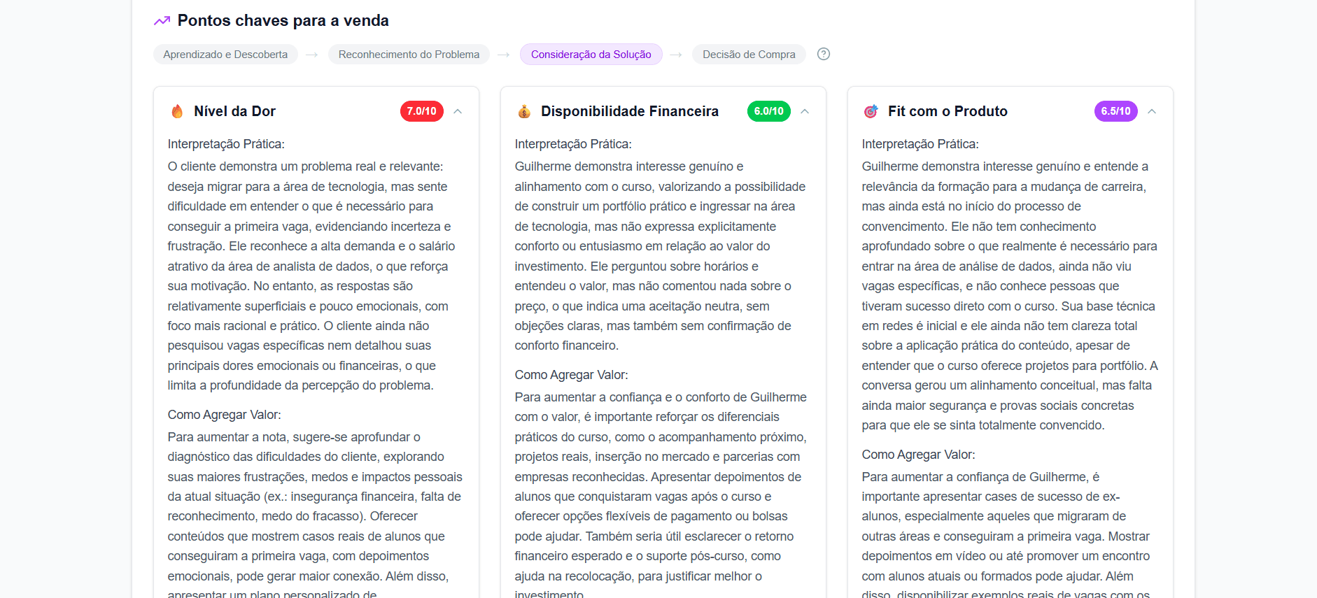 Pontos chaves para a venda